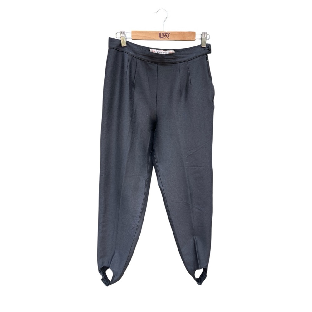 VOTRE NOM SZ 12 (FR 44) black side zip fabric button stretch Paris stirrup pants